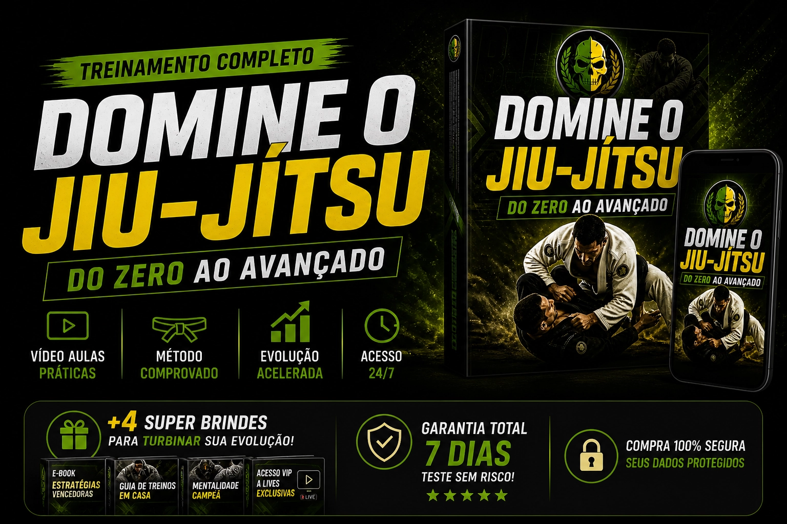 Domine o Jiu-Jitsu do Zero ao Avançado — Treinamento completo, vídeo aulas práticas, método comprovado, evolução acelerada, acesso 24/7, garantia 7 dias