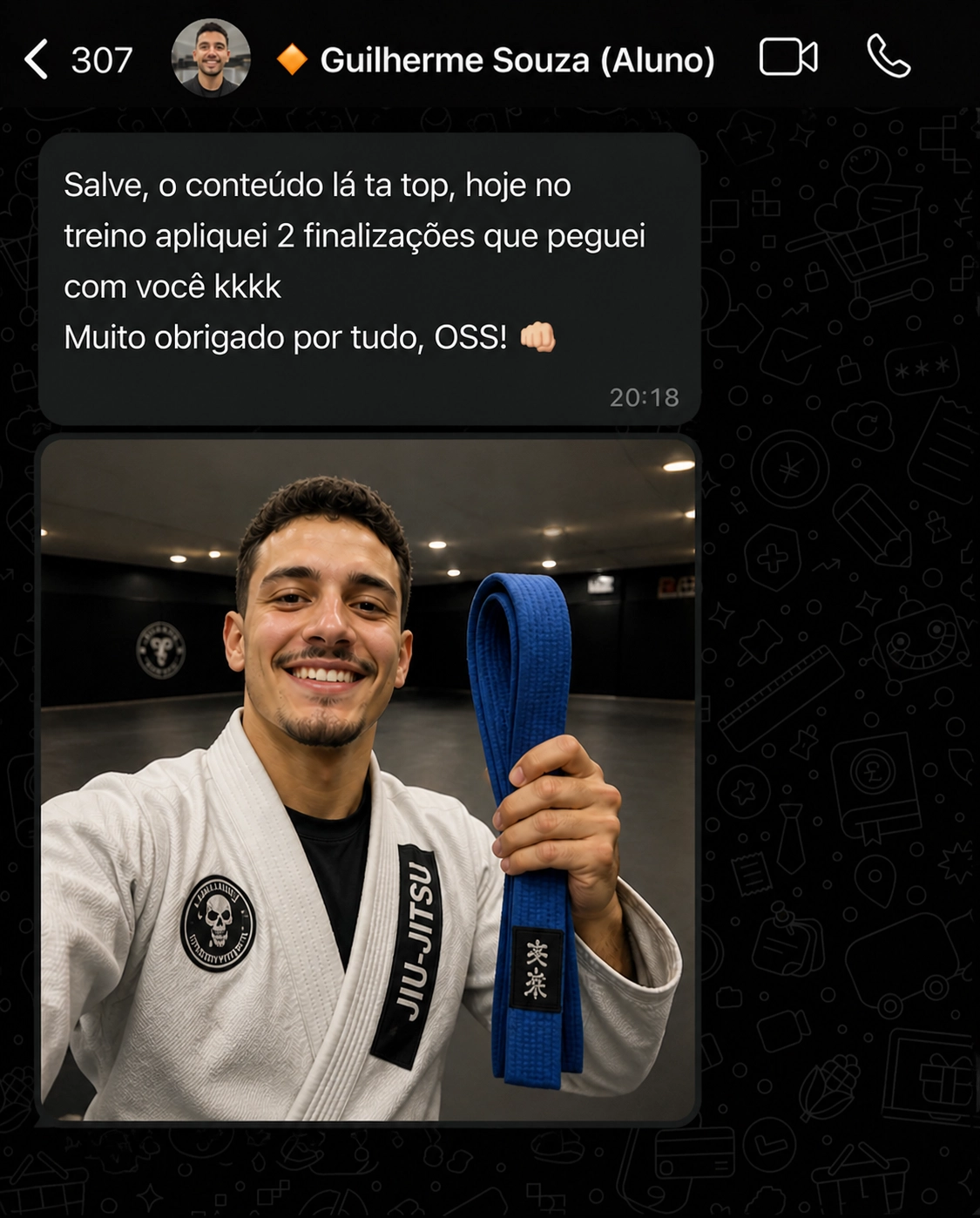 Depoimento Guilherme Souza — aplicou 2 finalizacoes no treino apos o curso