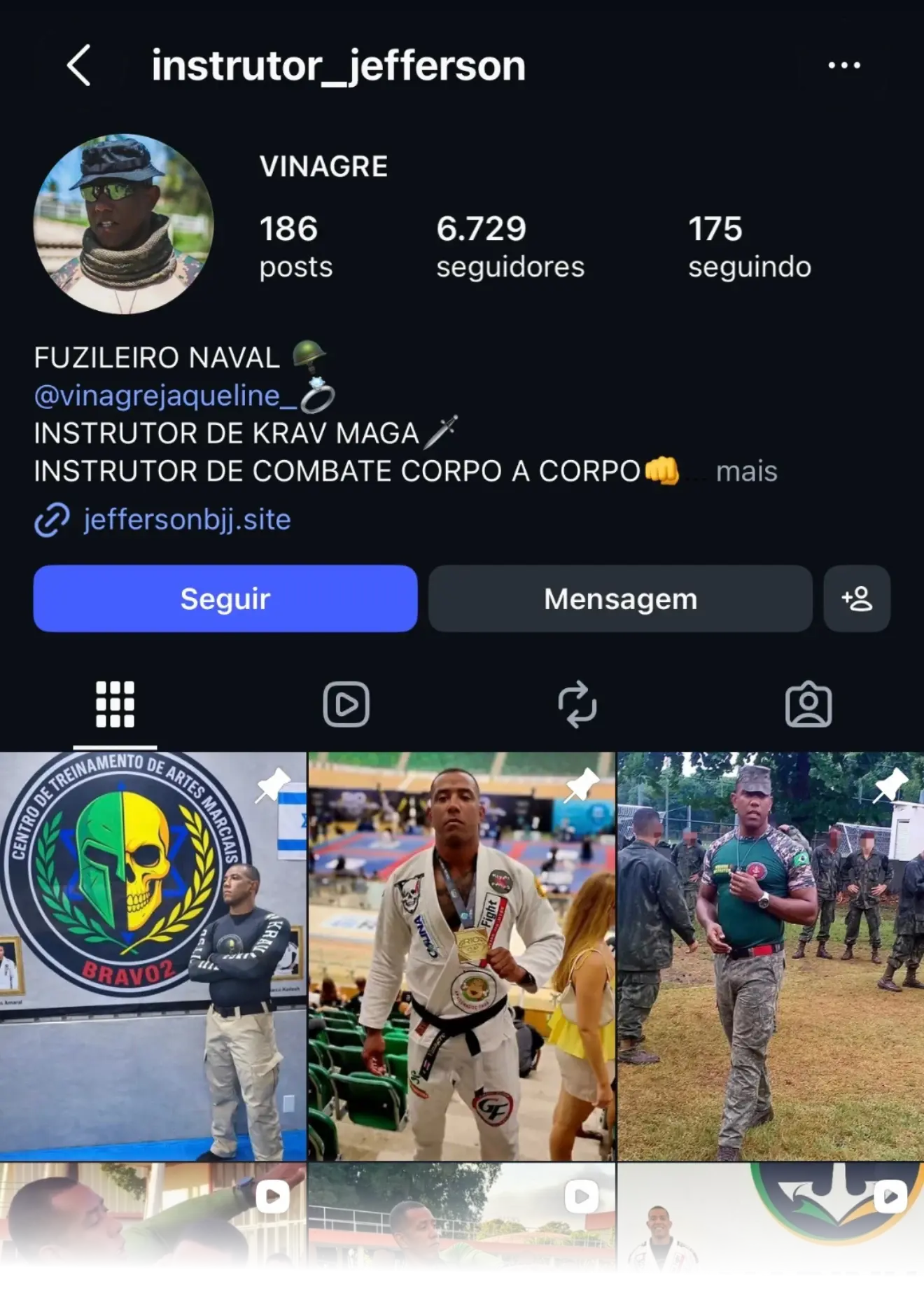 Perfil do Instagram do Instrutor Jefferson — @instrutor_jefferson